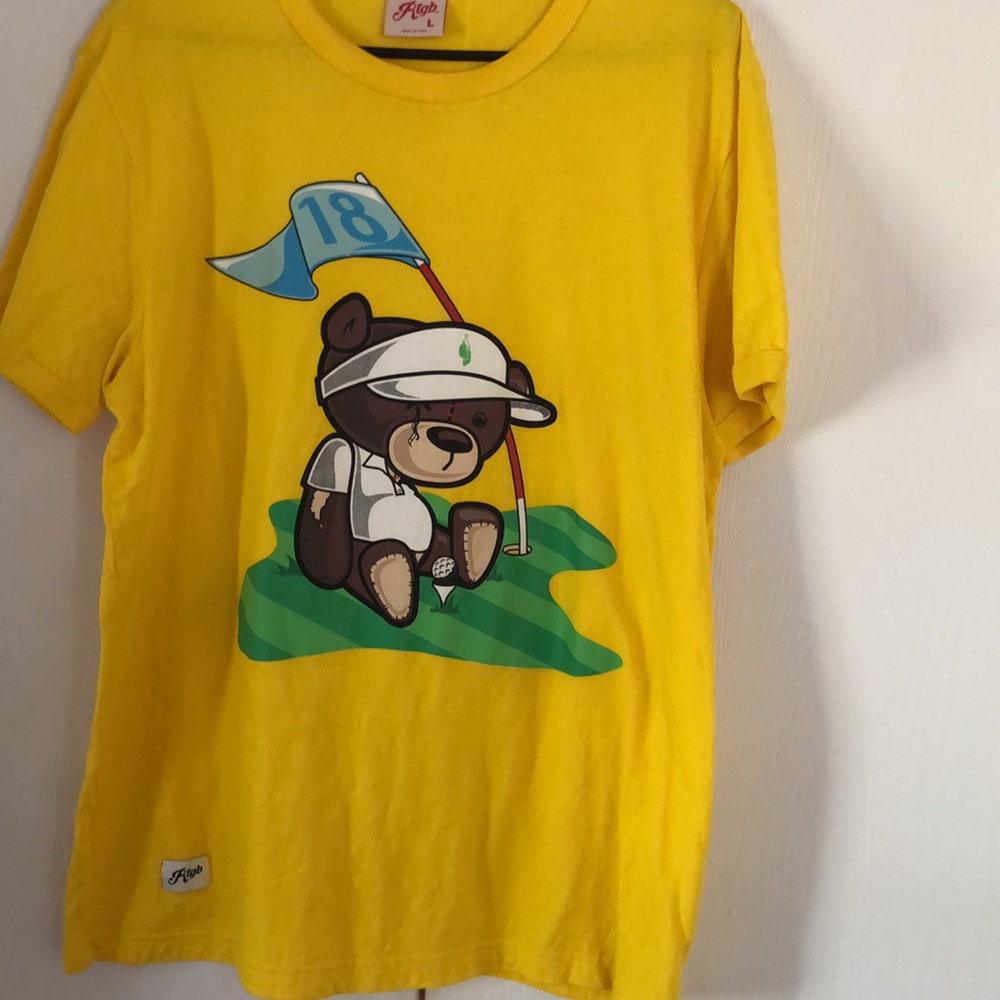 Men’s RTGB yellow spring Y2k retro golf bear T-shirt